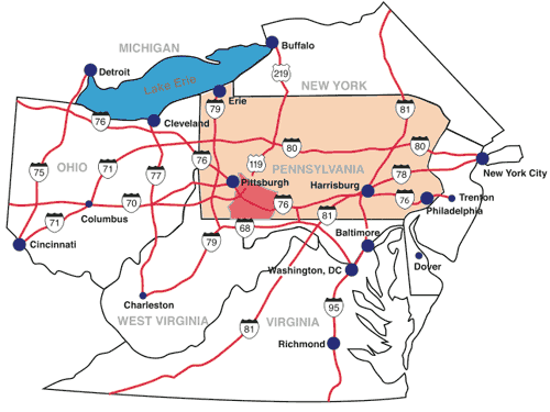 Pennsylvania interstate map