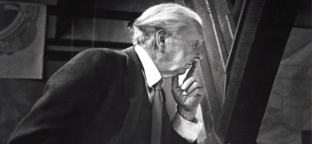 Frank Lloyd Wright at work.
