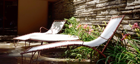 Patio lounge chairs at Fallingwater.