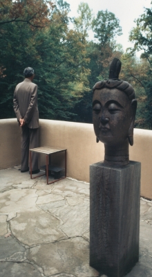 Timeline-Fallingwater-Edgar Kaufmann jr on terrace-220×400