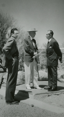 Frank Lloyd Wright Edgar Kaufmann Sr and Edgar Kaufmann jr at Taliesen.