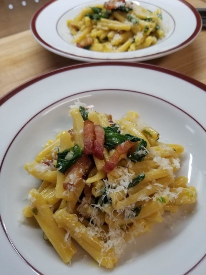 Chef Tom_Pasta Carbonara con Ramps, Completed Dish