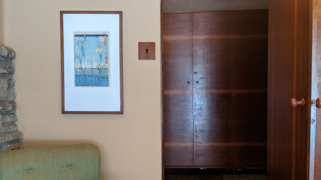 A photo of a Japanese woodblock print at Fallingwater
