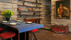 Zoom background image of the dining room at Fallingwater