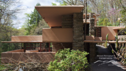 Zoom background image of the east elevation of Fallingwater