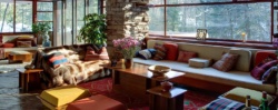 A photo of the living room at Fallingwater