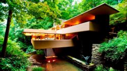 Photo of Fallingwater with lights on