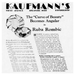 Photo of original Kauffman's Department Store advertisement for Ruba Rombic
