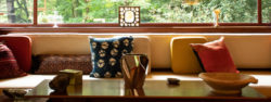Photo of Charles Lutz vase on coffee table in the living room at fallingwater