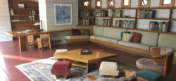 The interior living area of Frank Loyd Wright's Mantyla at Polymath Park