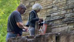 Pamela creates reference photos while onsite with Graciano Project Manager Anthony Ficarri in 2022.