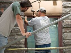 Staff Quarters window removal begins