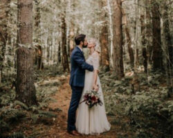 Bride and Groom in the woods