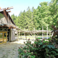 The courtyard at the Barn at Fallingwater