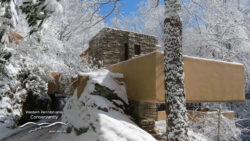 Fallingwater walkway in winter