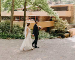 Bride and Groom at Fallingwater