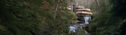 Fallingwater with scaffolding during Preservation work