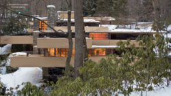 Fallingwater in the snow