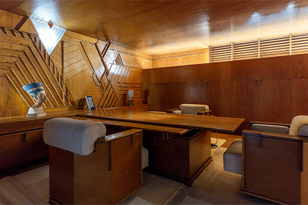 Image of Desk and Mural at the end of office, ©V&A Museum
