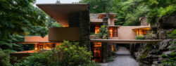 Fallingwater east elevation in the summer